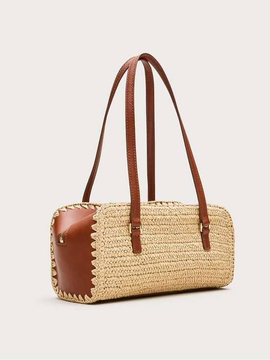 J. Crew Handbags - J Crew Delphine handknotted shoulder bag in straw and leather #OA1